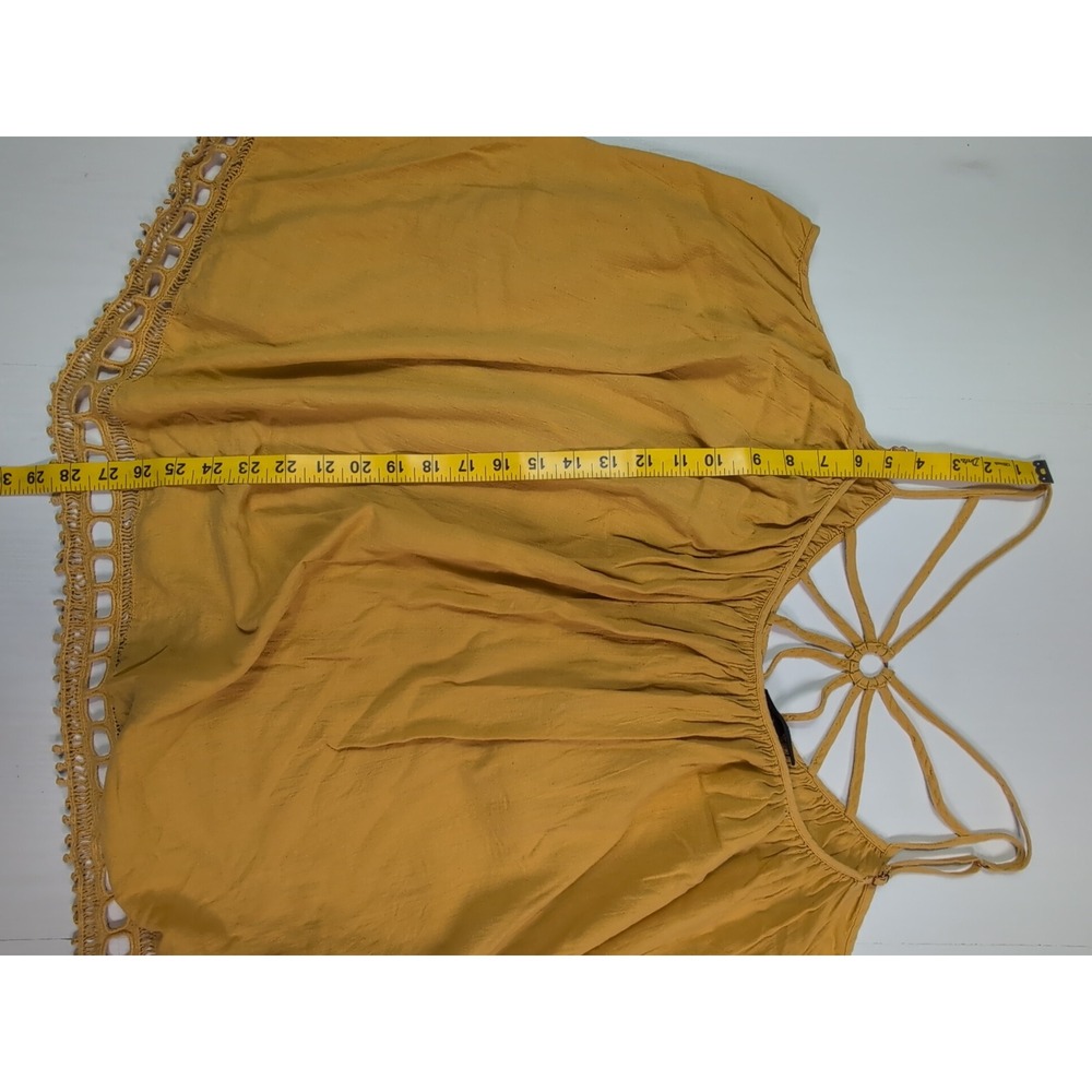 Lane Bryant Mustard Yellow Macrame Back Crochet Lace Hem Cami Top Plus Size 4X - Picture 6 of 10
